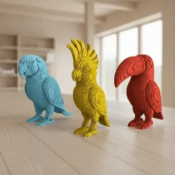 ТРІО ТРОПІЧНИХ ПТАХІВ (TROPICAL BIRDS TRIO) – Картонний 3Д пазл