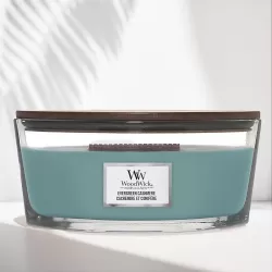 Ароматична свічка з нотами сосни, свіжого повітря та кашеміру Woodwick Ellipse Evergreen Cashmere 453 г