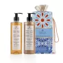 Набір для відновлення тіла та зміцнення волосся Prija, в екопакуванні з бавовни (Відновлювальна крем-піна для душу та ванни з женьшенем 380 мл + Зміцнювальний шампунь 380 мл)