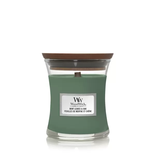 Ароматична свічка  Woodwick Mini Mint leaves & Oak 85 г.з нотами м'яти та дуба