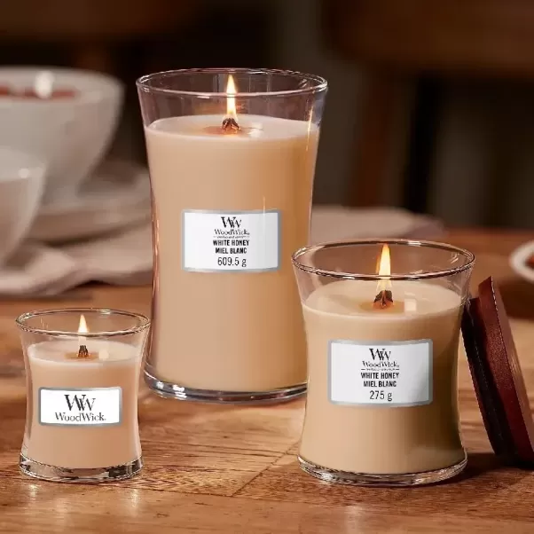 Ароматична свічка з ароматом апельсинового цуката Woodwick Medium White Honey 275 г