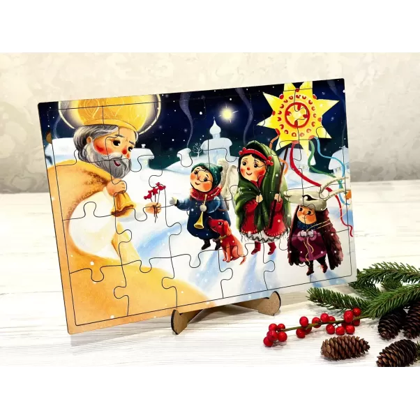 Дерев'яний пазл Святий Миколай